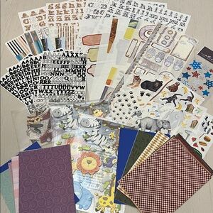 Scrapbook Stickers, Papers and Letters Set with Animal & Travel Theme
